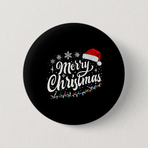 Frohe Weihnachtsbeleuchtung Red Weihnachtsmannmütz Button