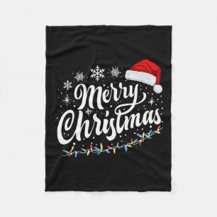 Frohe Weihnachtsbeleuchtung Red Weihnachtsmannmütz Fleecedecke
