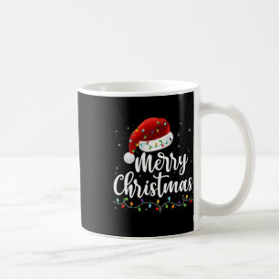 Frohe Weihnachtsbeleuchtung Red Weihnachtsmannmütz Kaffeetasse