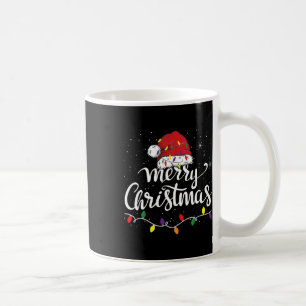 Frohe Weihnachtsbeleuchtung Red Weihnachtsmannmütz Kaffeetasse