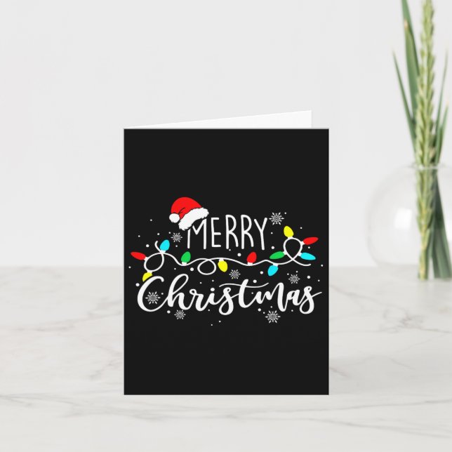 Frohe Weihnachtsbeleuchtung Red Weihnachtsmannmütz Karte (Vorderseite)