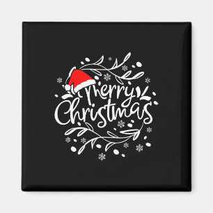 Frohe Weihnachtsbeleuchtung Red Weihnachtsmannmütz Magnet