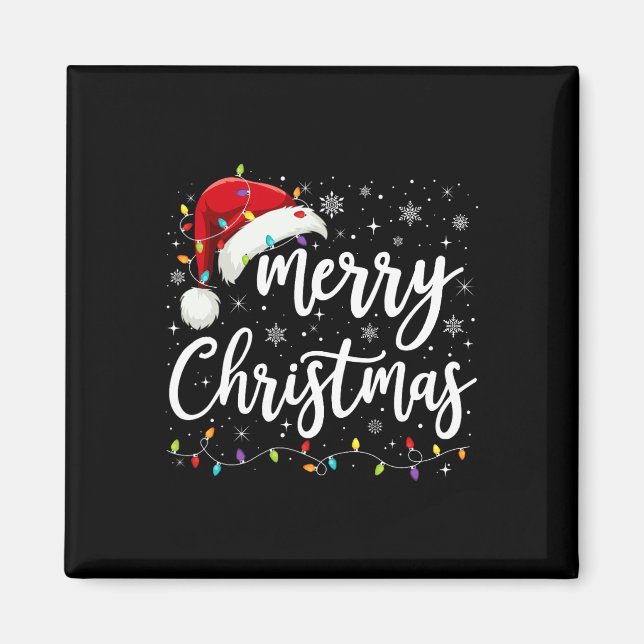 Frohe Weihnachtsbeleuchtung Red Weihnachtsmannmütz Magnet (Vorne)