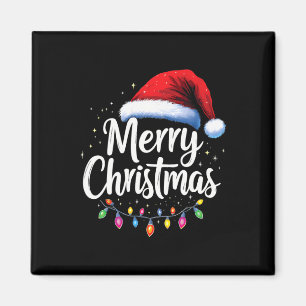 Frohe Weihnachtsbeleuchtung Red Weihnachtsmannmütz Magnet