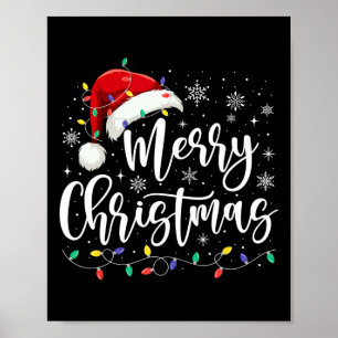 Frohe Weihnachtsbeleuchtung Red Weihnachtsmannmütz Poster