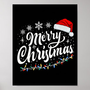 Frohe Weihnachtsbeleuchtung Red Weihnachtsmannmütz Poster