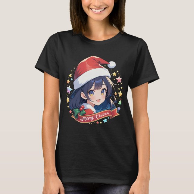 Frohe Weihnachtsbeleuchtung Red Weihnachtsmannmütz T-Shirt (Vorderseite)