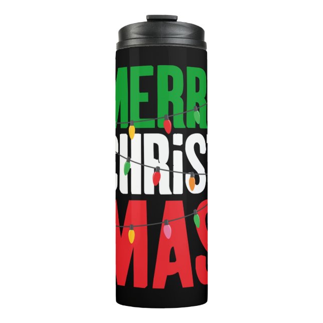 Frohe Weihnachtsbeleuchtung Thermosbecher (Vorderseite)