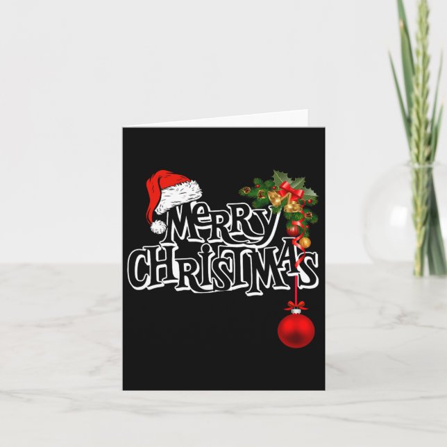 Frohe Weihnachtsbeleuchtung Weihnachtsmannmütze Xm Karte (Vorderseite)