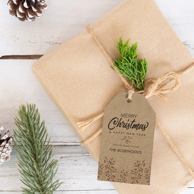 Frohe Weihnachtsberries Personalisiert Geschenkanhänger (Merry Christmas Berries Personalized Gift Tags)