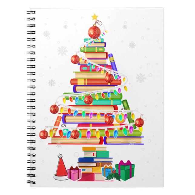 Frohe Weihnachtsbibliothek Baum niedliche Bücherbi Notizblock (Vorderseite)