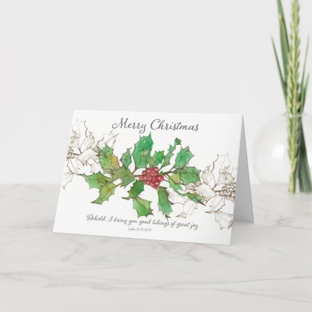 Frohe Weihnachtsbibliotheke Luke Holly Pflanze Karte (Vorderseite)