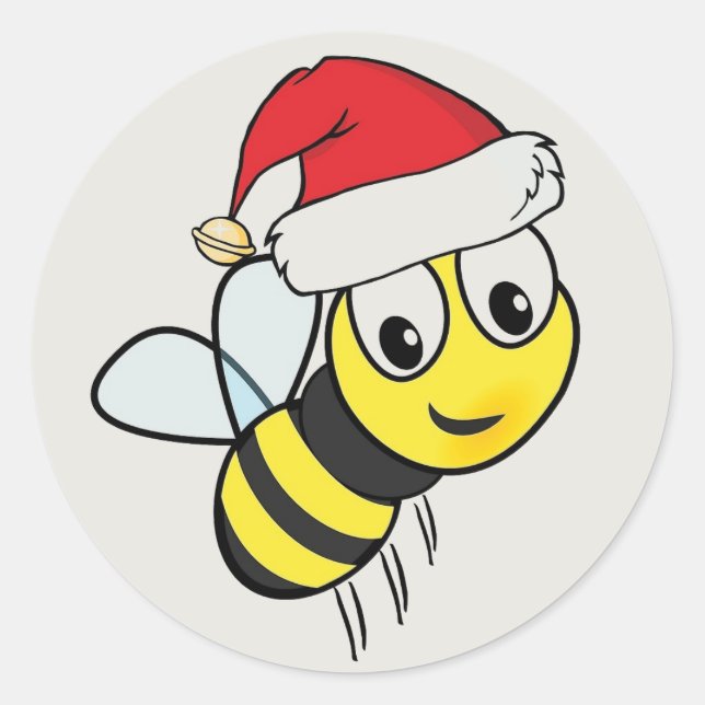 Frohe Weihnachtsbiene Runder Aufkleber (Vorderseite)
