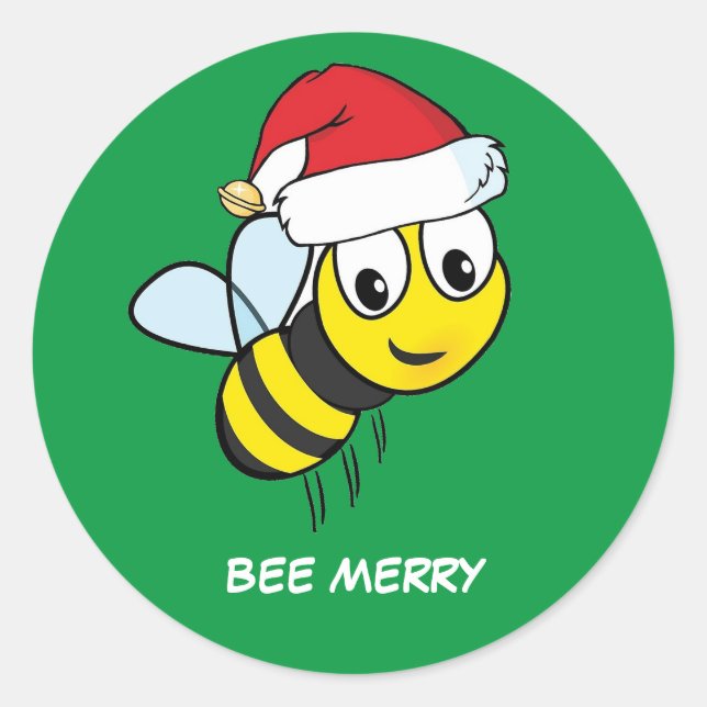 Frohe Weihnachtsbiene Runder Aufkleber (Vorderseite)