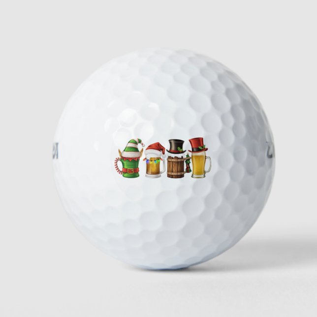 Frohe Weihnachtsbiere trinken Santa Beer Lover Golfball (Vorderseite)