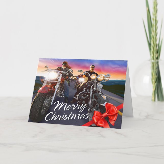 Frohe Weihnachtsbiker 1 Optionen Karte (Vorderseite)