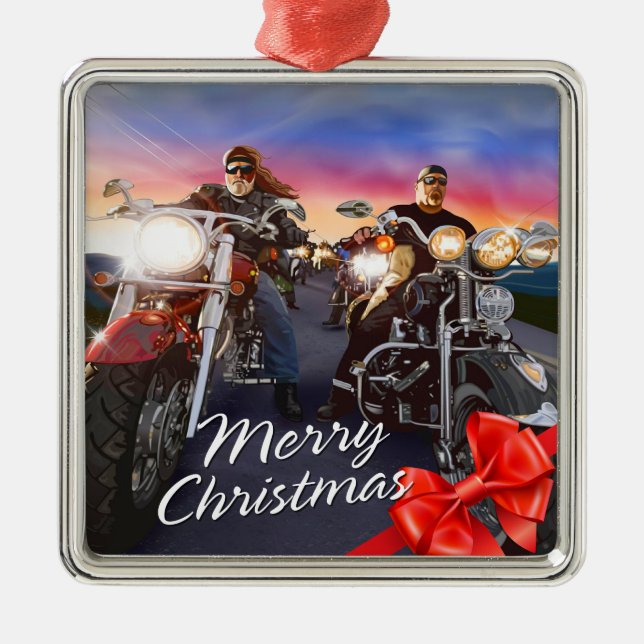 Frohe Weihnachtsbiker 1 Ornament (Vorne)