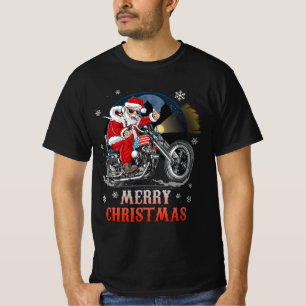 Frohe Weihnachtsbiker Weihnachtsmann Motorrad Fan T-Shirt