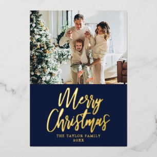 Frohe Weihnachtsbild Navy Blue Modern Gold Foil Folien Feiertagskarte