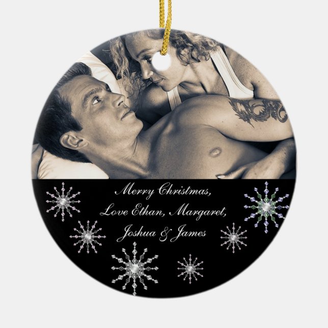 Frohe Weihnachtsbilder Schneeflocken Keramikornament (Vorne)