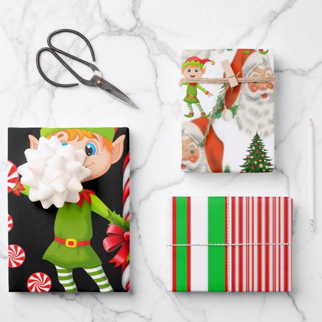 Frohe Weihnachtsblätter Wrapping Paper Geschenkpapier Set (Vorderseite)