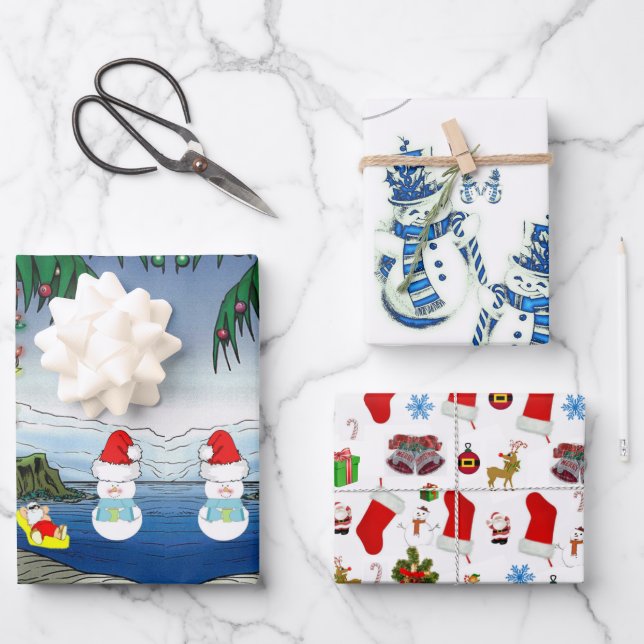 Frohe Weihnachtsblätter Wrapping Paper Geschenkpapier Set (Vorderseite)