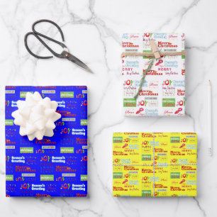 Frohe Weihnachtsblätter wrapping Paper Joy Geschenkpapier Set