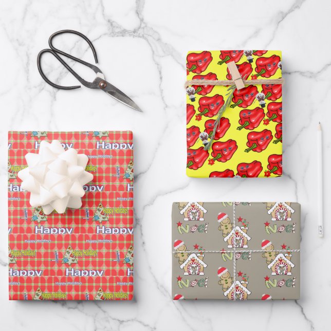 Frohe Weihnachtsblätter Wrapping Paper Weihnachten Geschenkpapier Set (Vorderseite)