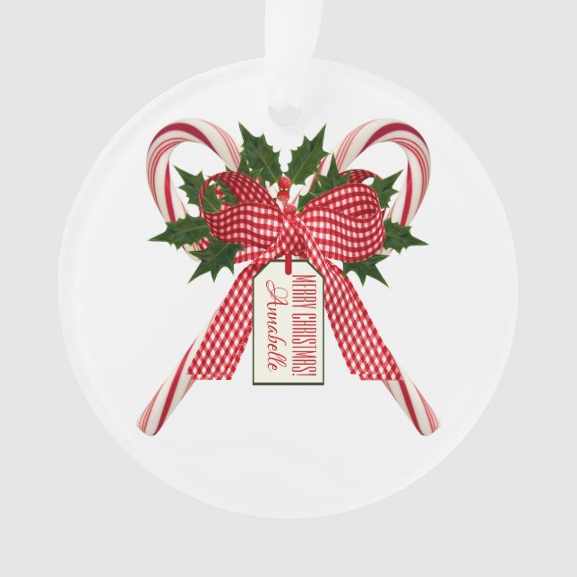 Frohe Weihnachtsbonbons Name Acrylschmuck Ornament (Vorderseite)