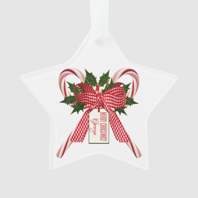 Frohe Weihnachtsbonbons Name Acrylschmuck Ornament (Vorderseite)