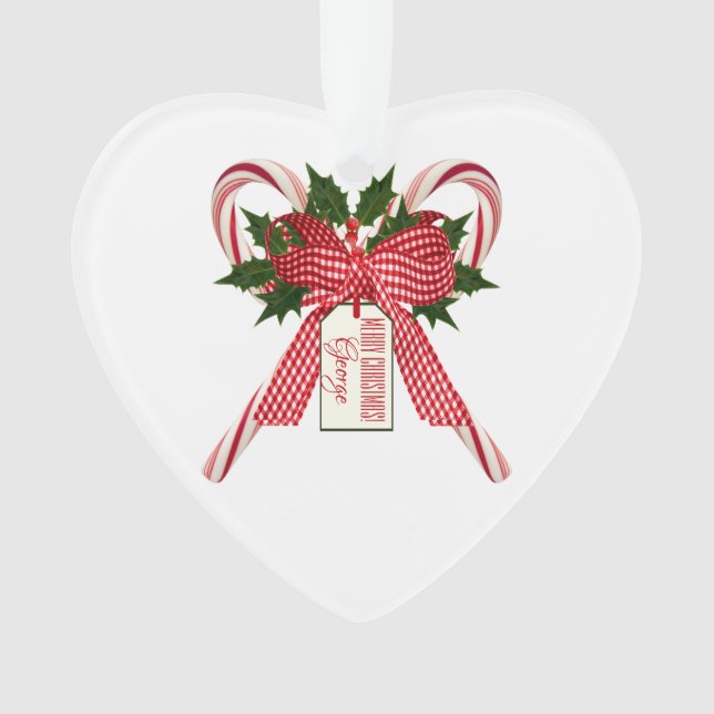 Frohe Weihnachtsbonbons Name Acrylschmuck Ornament (Vorderseite)
