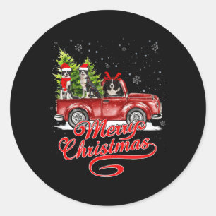 Frohe Weihnachtsborder Collie Dogs Santa Reindeer Runder Aufkleber