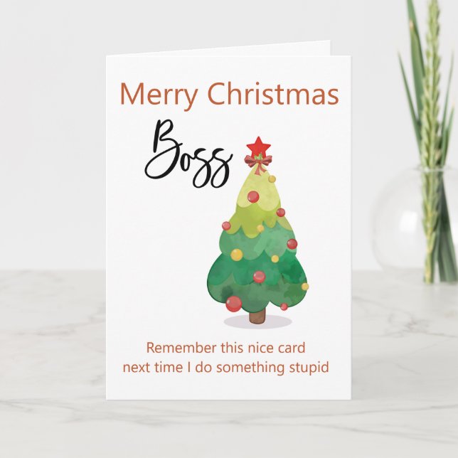 Frohe Weihnachtsboss von Employee Funny Karte (Vorderseite)