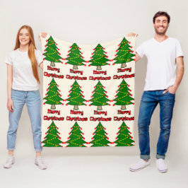 Frohe Weihnachtsbotschaft mit Weihnachtsbaum Fleecedecke
