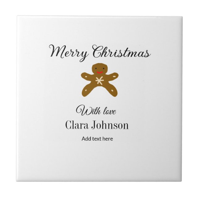 Frohe Weihnachtsbraun-Kekse fügen Namen mit Liebe  Fliese (Vorderseite)