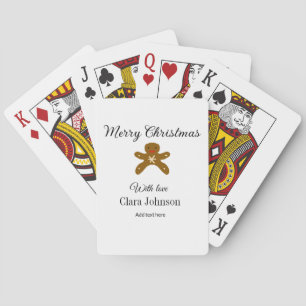 Frohe Weihnachtsbraun-Kekse fügen Namen mit Liebe Spielkarten