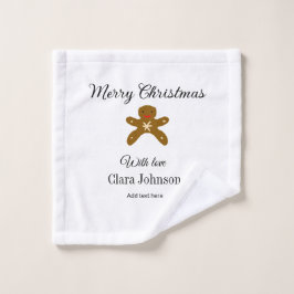 Frohe Weihnachtsbraun-Kekse fügen Namen mit Liebe  Waschlappen