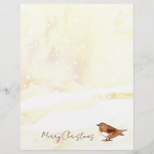 Frohe Weihnachtsbrief Sparrow Snow Bird Briefbogen