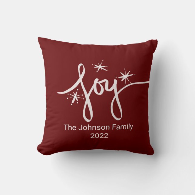 Frohe Weihnachtsbriefe Schneeflocken Joy Pink Kissen (Vorderseite)