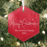 Frohe Weihnachtsbriefe Schneeflocken Ornament Aus Glas<br><div class="desc">Weihnachtsschmuck - Weihnachtsdoodles Handschrift</div>