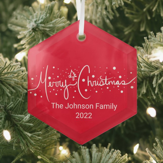 Frohe Weihnachtsbriefe Schneeflocken Ornament Aus Glas (Insitu)