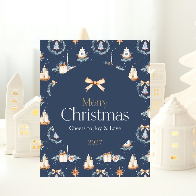 Frohe Weihnachtsbrille mit Watercolor Gold Bow Poster (Von Creator hochgeladen)