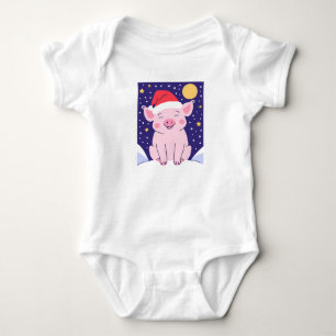 Frohe Weihnachtsbrille mit Weihnachtsmannmütze Baby Strampler