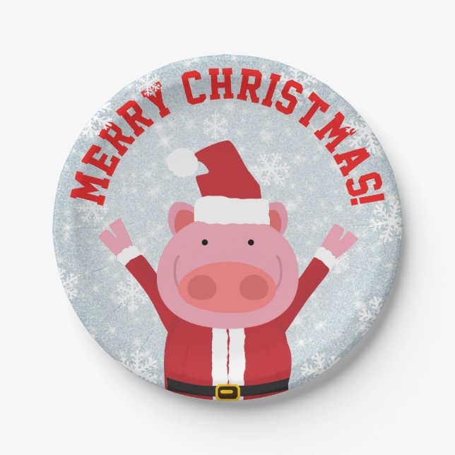 Frohe Weihnachtsbrille Pappteller (Vorderseite)
