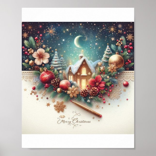 Frohe Weihnachtsbrille Poster (Vorne)