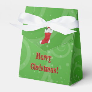 Frohe Weihnachtsbrunnen in Strumpf Grüne Wirbel Geschenkschachtel