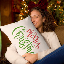 Frohe Weihnachtsbrush-Kalligrafie-Kissen
