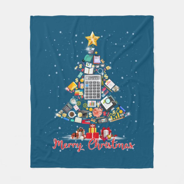 Frohe Weihnachtsbuchhalterin Santa Xmas Tree CPA A Fleecedecke (Vorderseite)