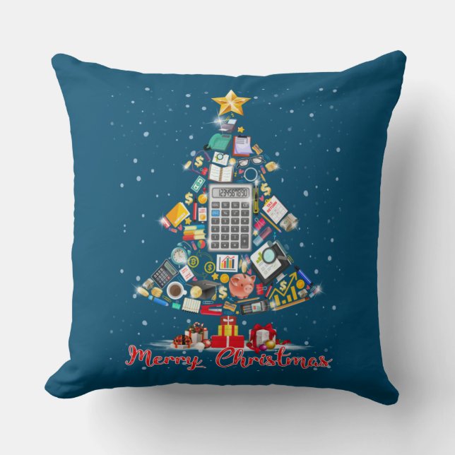 Frohe Weihnachtsbuchhalterin Santa Xmas Tree CPA A Kissen (Vorderseite)