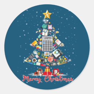 Frohe Weihnachtsbuchhalterin Santa Xmas Tree CPA A Runder Aufkleber